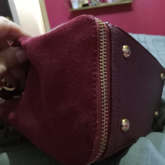 Nico Louise Burgundy Suede Shoulder Bag - Picture 9 of 9